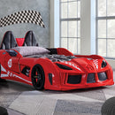 Trackster Bed White, Red,, Black, & Blue