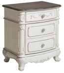 Cinderella Night Stand in Antique White with Grey Rub-Through 1386NW-4