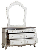 Cinderella 7 Drawer Dresser in Antique White with Grey Rub-Through 1386NW-5