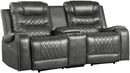 Putnam Power Double Reclining Loveseat in Gray 9405GY-2PW