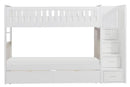 Galen Bunk Bed w/ Reversible Step Storage and Storage Boxes in White B2053SBW-1*T