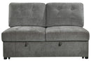 Logansport Armless 2-Seater with Pull-out Bed in Gray 9401GRY-2A